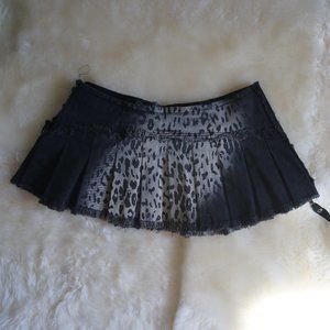 Lip Service leopard print denim mini skirt - S